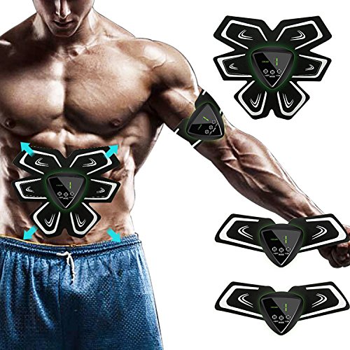 WOLFIT Elettrostimolatore Muscolare Professionale USB con Display, Elettrostimolatore Addominali EMS - Fascia per Addominali, Cintura per Addominali, Gambe, Glutei, Recupero Muscolare e Ipertrofia Muscolare