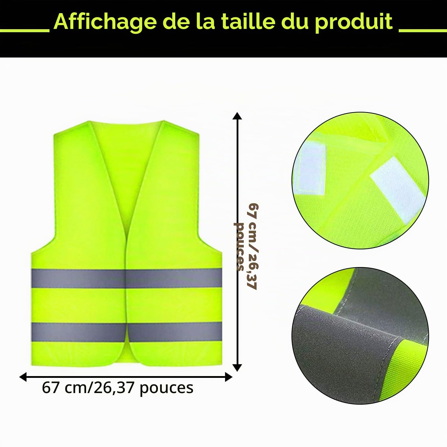 Gilet de Sécurité,10 PCS Jaune Gilet de Sécurité Réfléchissant, Gilet Haute Visibilité Fluo Reflechissant Homme Femme,Taille Universelle, Réfléchissant à 360°,pour Conducteurs Travailleurs Unisexe