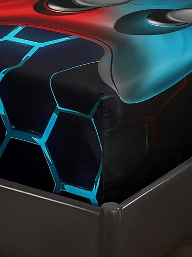 Miniatura 2 de AILONEN Juego de sábanas bajeras de tamaño matrimonial, juego de sábanas de videojuegos para niños, juego de sábanas de videojuegos para niños, 1