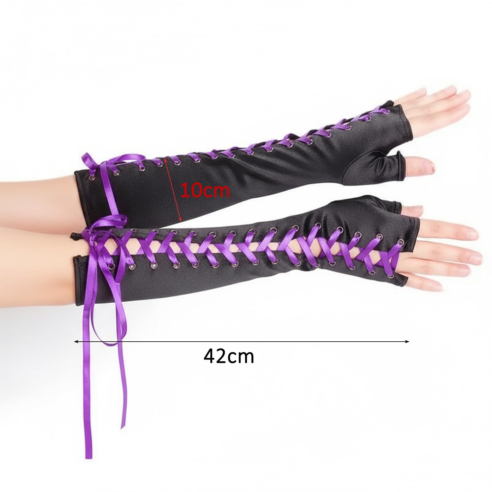 ASFWAGQ Steampunk Fingerless Gloves for Women Adjustable Long Gloves Costume Accessories for Evening Parties Balls, Cosplay - Image 2