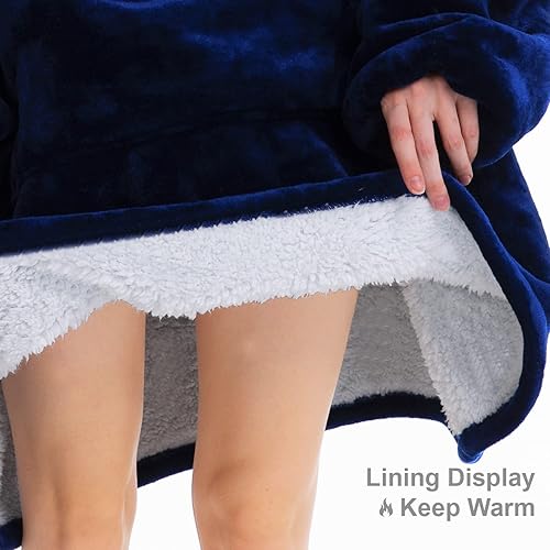 Miniatura 4 de Manta con capucha manta de sherpa de gran tamaño con bolsillo con capucha y mangas acogedora manta de felpa suave y cálida para adultos mujeres