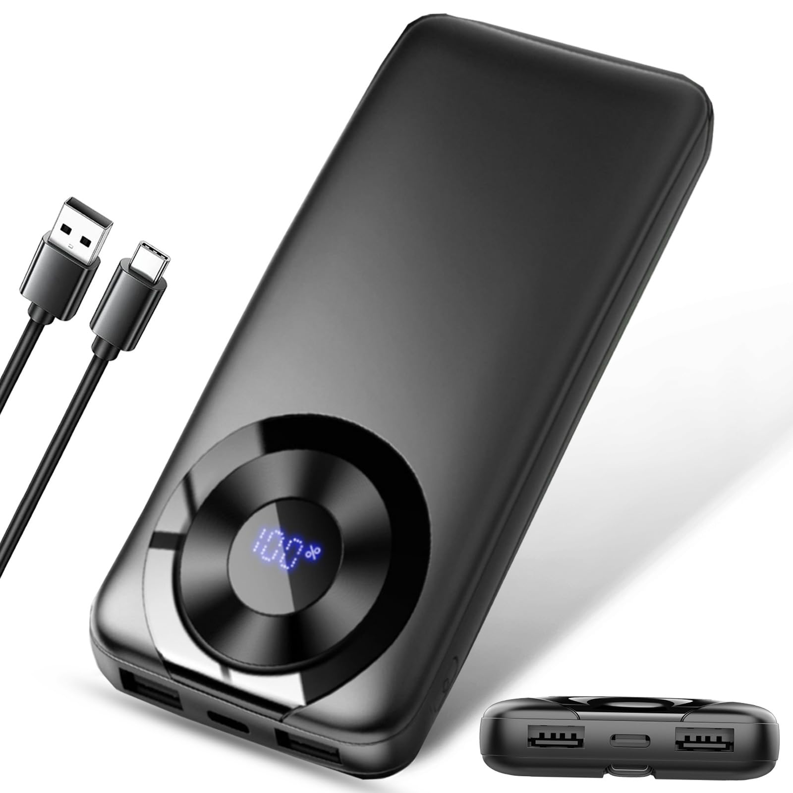 Power Bank, PowerBank 10000mAh PD 15W Ricarica Rapida con Ingresso e Uscita USB-C Batteria Esterna, Caricatore Portatile Display LED per iPhone 16/15/14/13/Pro/Pro Max