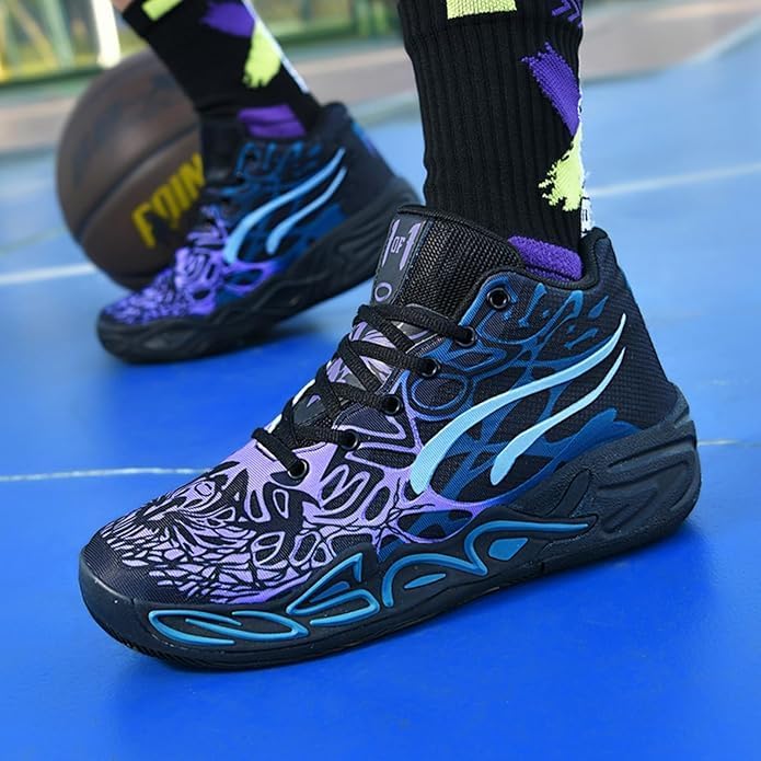 Y2K Basketball Boots Mesh Breathable Fire Stylish Shoes for Sports and Casual Wear with Unique Flame Design Mid-Top Casual Ankle - Image 3