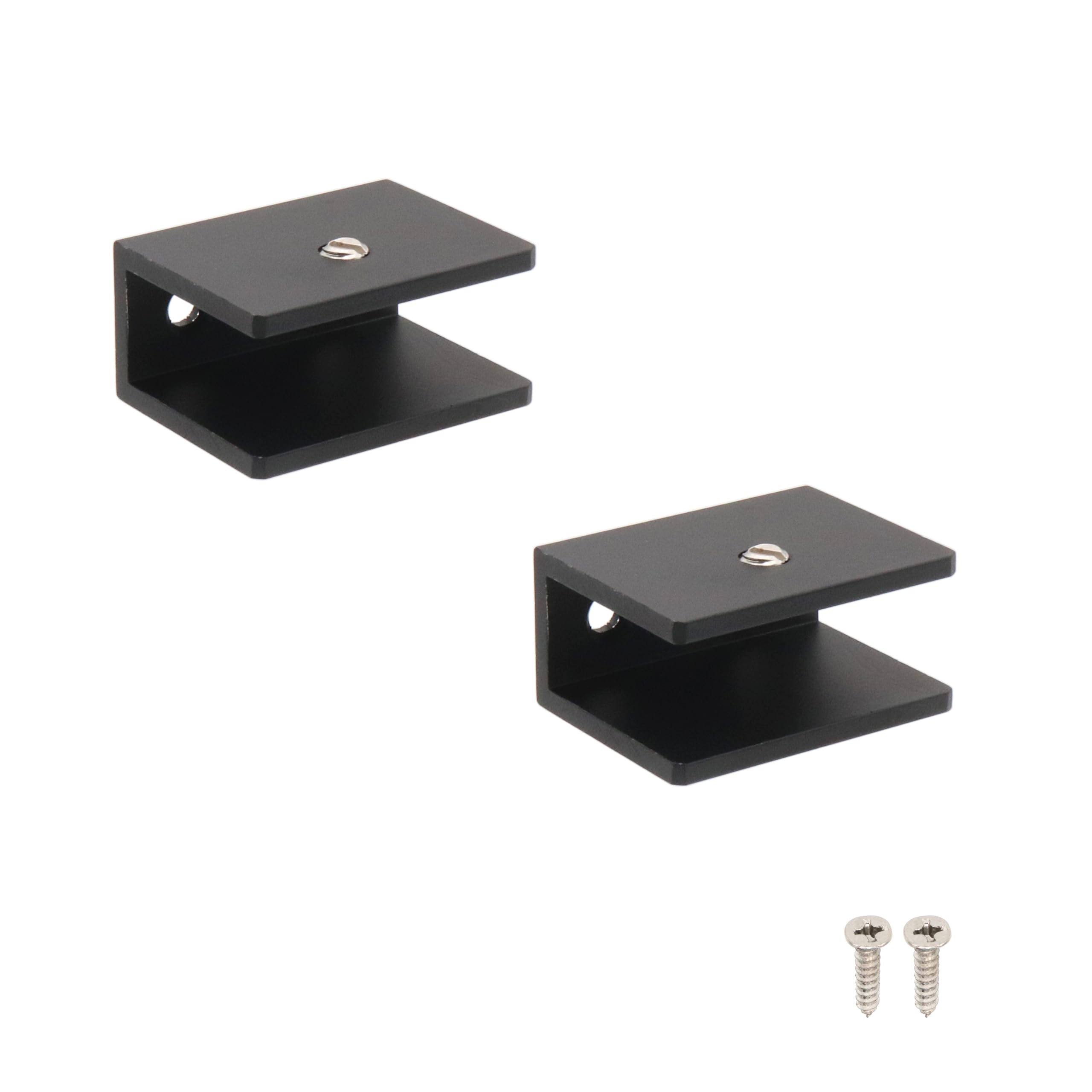 SCXCLY 4pcs Glass Shelf Brackets, 10-12mm (Applicable Thickness) Wall Mount Clamps Glass Shelves, Aluminum Alloy (Black)