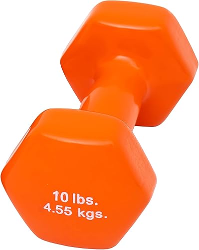 Miniatura 2 de CanDo Mancuerna con revestimiento de vinilo naranja, 10 libras, 1 unidad, peso de mano para entrenamiento muscular y entrenamientos, equipo de
