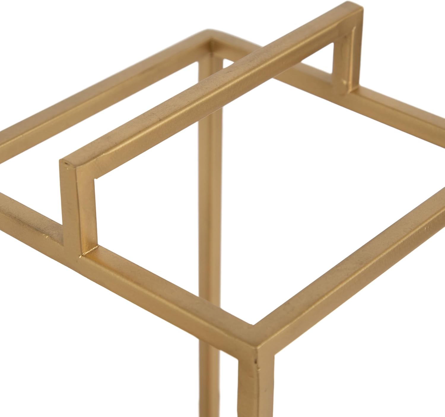 Kate and Laurel Brandt Modern Glam Two-Piece Candle Holder Set, 7 x 7 x 19, Gold, Transitional Wood and Metal Lantern Hurricane Candle Holders for Fireplace Mantel Display
