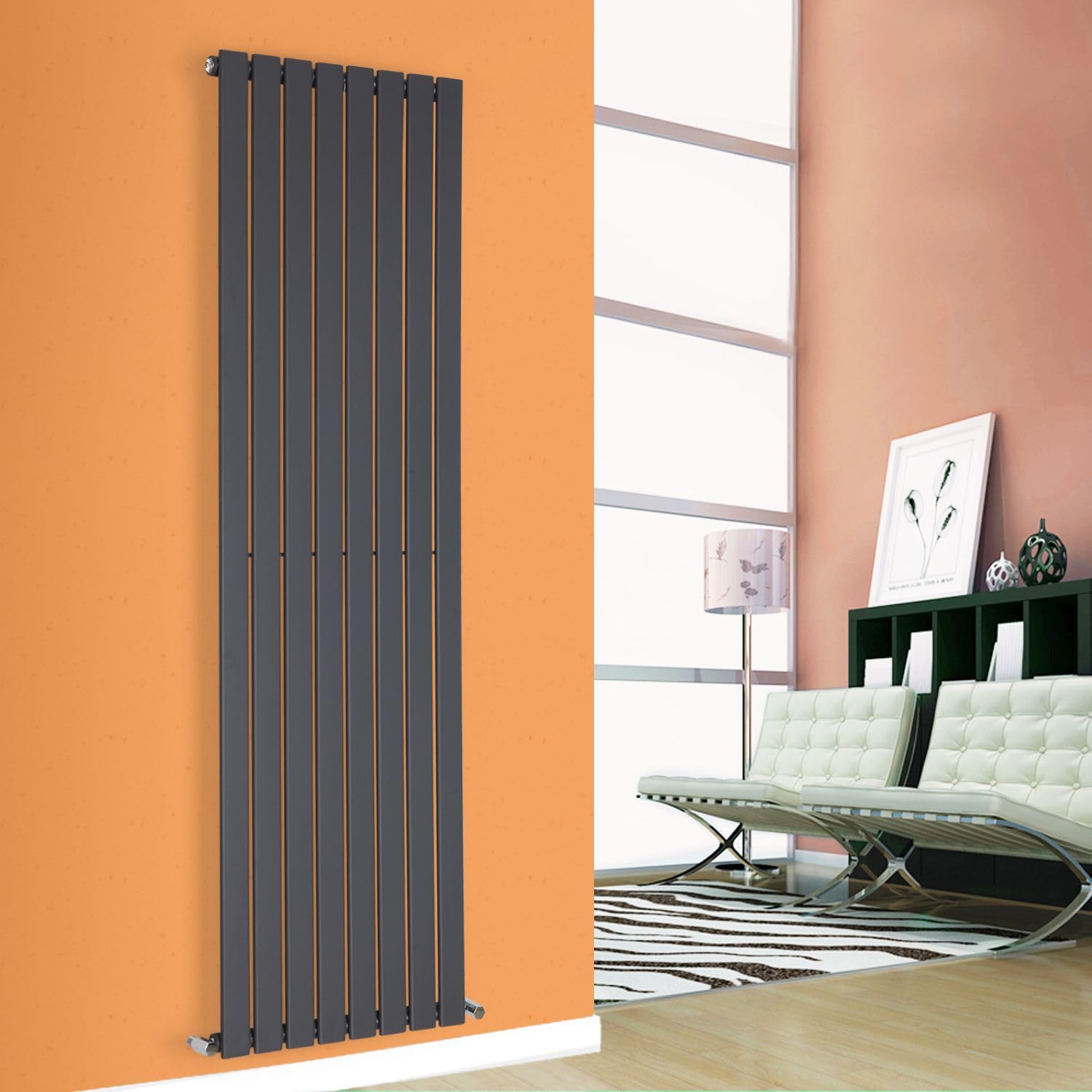 Designer Flat Panel Radiator Horizontal Vertical Modern Central Heating Rads (Single - 1800 x 528mm, Anthracite)