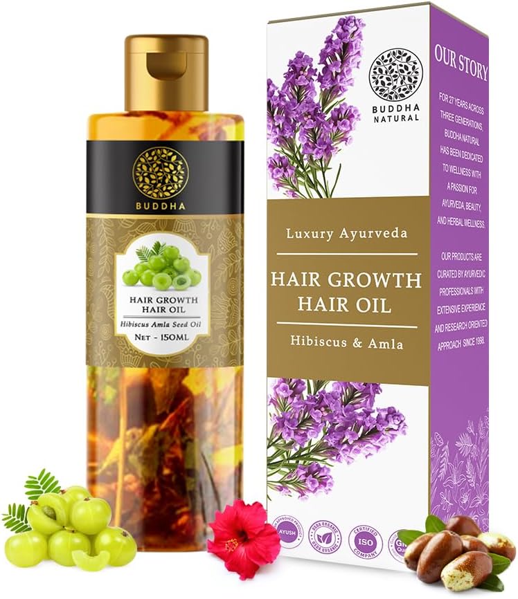Buddha Natural Hair Oil For Fast Growth - - Ayush Certified - Helps To Promote Healthy Growing Hair - Hair Strengthening Oil (150.00 Ml (Pack Of 1) Brown)