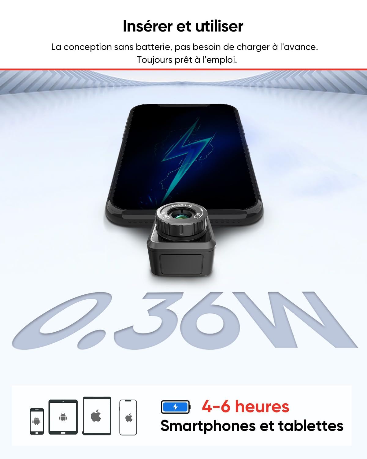 HIKMICRO Mini2Plus V2 Caméra Thermique - iOS/Android, imagerie Thermique Infrarouge avec résolution IR 256x192, SuperIR 512x384, Mise au Point Manuelle, 25Hz, USB-C/Lightning (supporte iPhone 16/17)