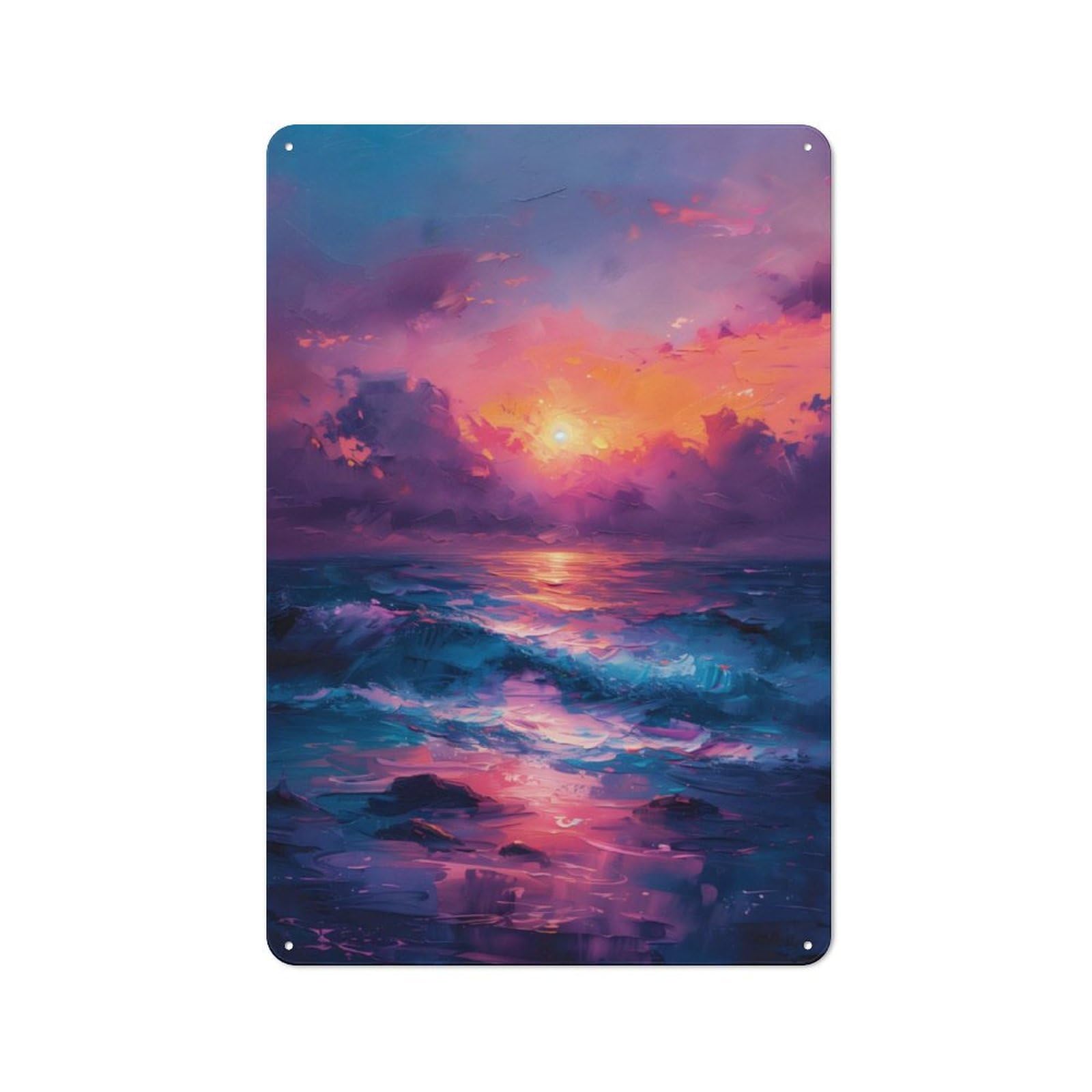 Junmoney Sunset Seascape Metal Plaque 30X20cm With For Garage Wall, Vintage Decor, For Vintage Wall Decor Fans, For Metal Sign Collectors
