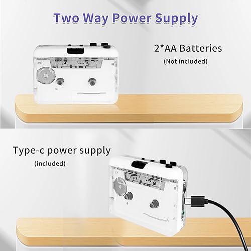 Miniatura 9 de Reproductor de casete - Convertidor de cassette a MP3 con software de convertidor de cinta, reproductor de cinta de casete estéreo transparente y