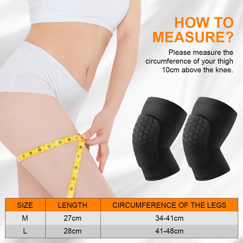 AYBUY Ginocchiera Pallavolo, Ginocchiere Anticollisione a Nido d'Ape, Ginocchiere Basket, Ginocchiere Elastiche Antiscivolo per Danza Pallavolo Basket Rugby Yoga, Uomini e Donne (Corto, M） - 3