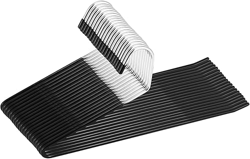 Paquete de 20 perchas para pantalones, jeans Jeronic, organizadores con extremo abierto fácil de deslizar para pantalones, cromado y negro