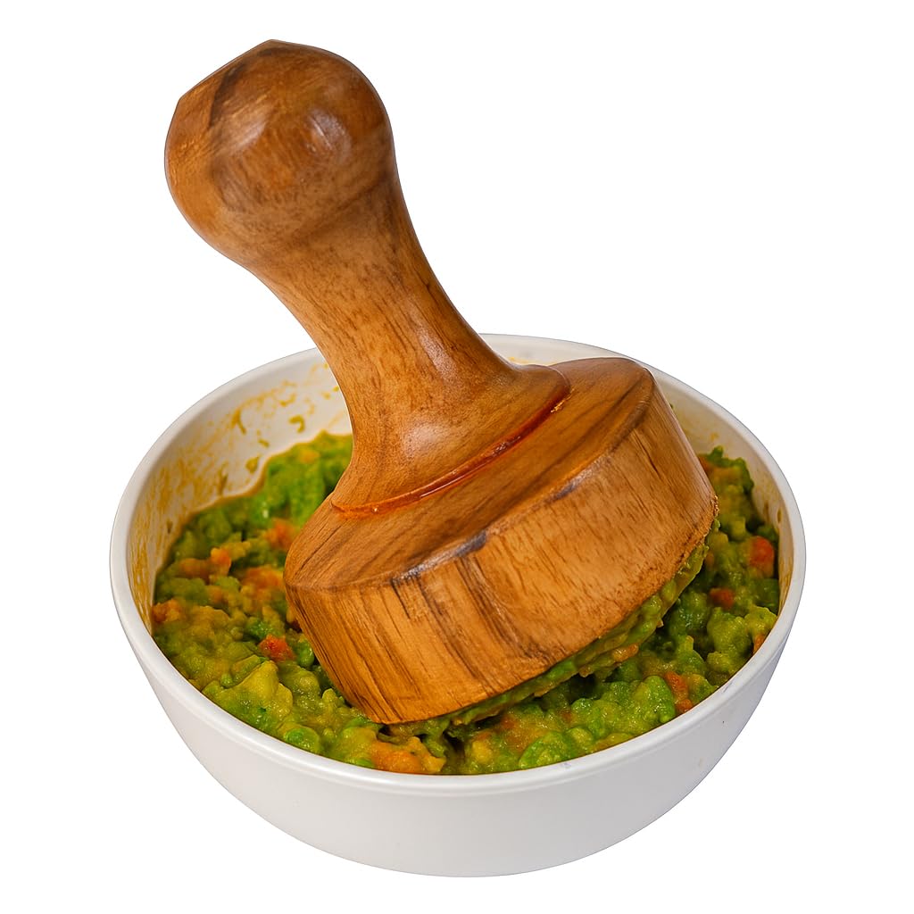 Masher de madera grande de la patata, prensador de madera del chapati de Roti, bhakri del roti o khakara en el presser de tava, trituradora