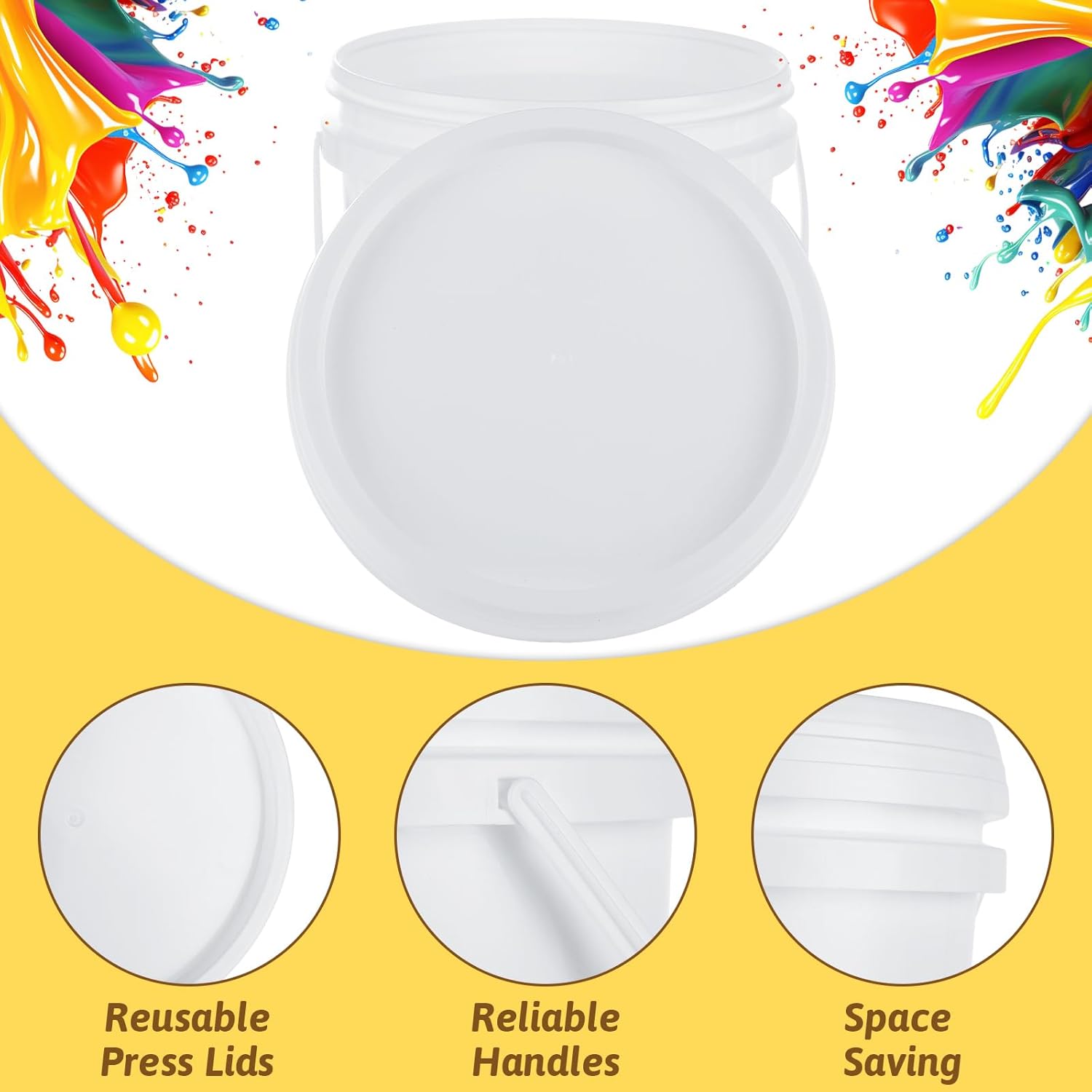 2 Pack Paint Bucket for Painting Empty Paint Cans 1 Gallon Plastic Paint Containers with Lids & Handles Paint Storage Containers 4 Quart Paint Cans with Lids Paint Pail for Leftover Paint - Image 5