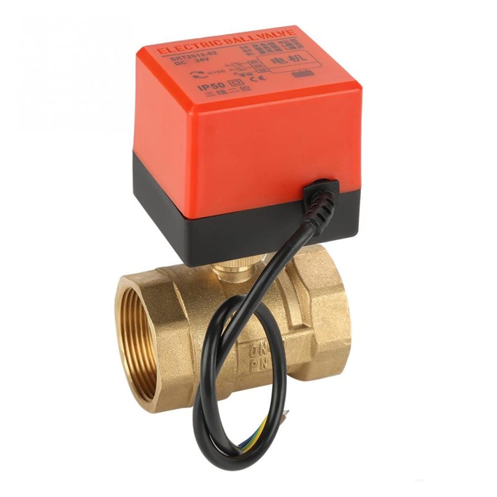 Genérico yaoqijie DC 24V DN40 Válvula de Bola de latón Válvula eléctrica 2 vías de válvula eléctrica de la válvula de Bolas motorizada de latón G1-1/2 Lasting