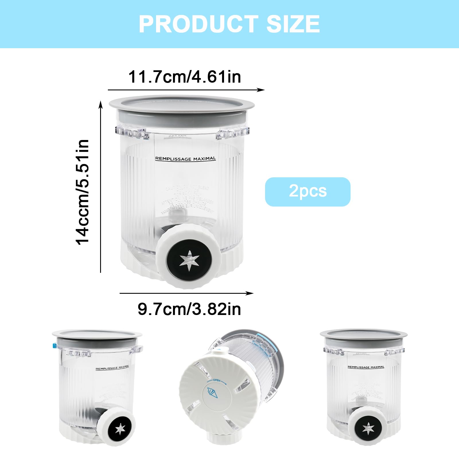 Contenitori Compatibili con Ninja Swirl by Creami, Confezione da 2 Pinte e Coperchi per Gelato Ninja NC700 e NC701,Senza BPA, Lavabile in lavastoviglie(Grigio,2 Pezzi)