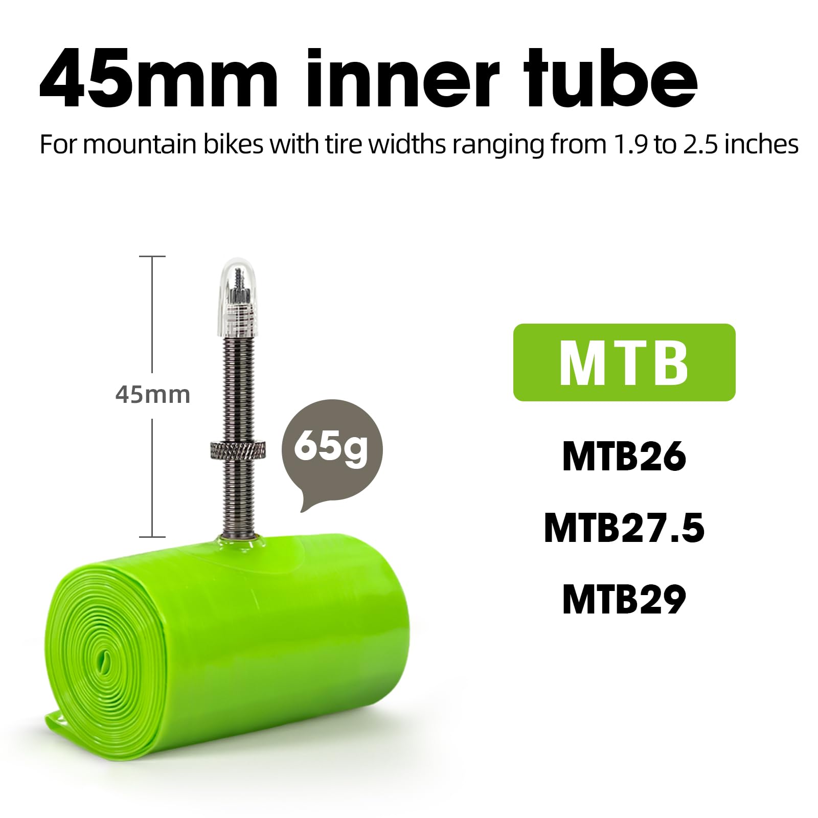 4 Chambres à Air en TPU,Chambres à air pour vélos de Route 700C x 23C/25C/28C/30C/32C, Gravel 700C x 32-47-622, VTT 29'' x 1,9-2,5, 1 démonte-Pneu, Valve Presta