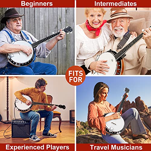 Vangoa Banjo 5 String Acoustic Electric Full Size Closed Back Set With Mahogany Resonator Remo Head Banjoe 24 Brackets With Geared 5Th Pegs For Beginners Adults #TOP1