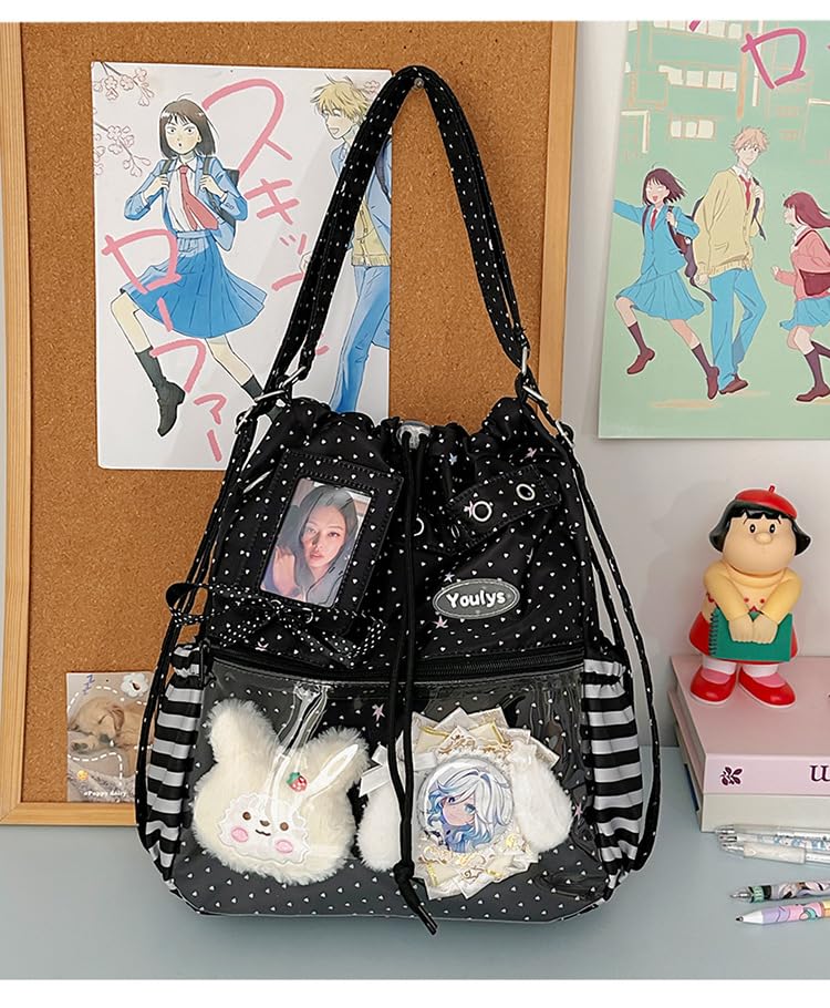 Bolso Kawaii rosa con lunares para exhibir pines miniatura 5
