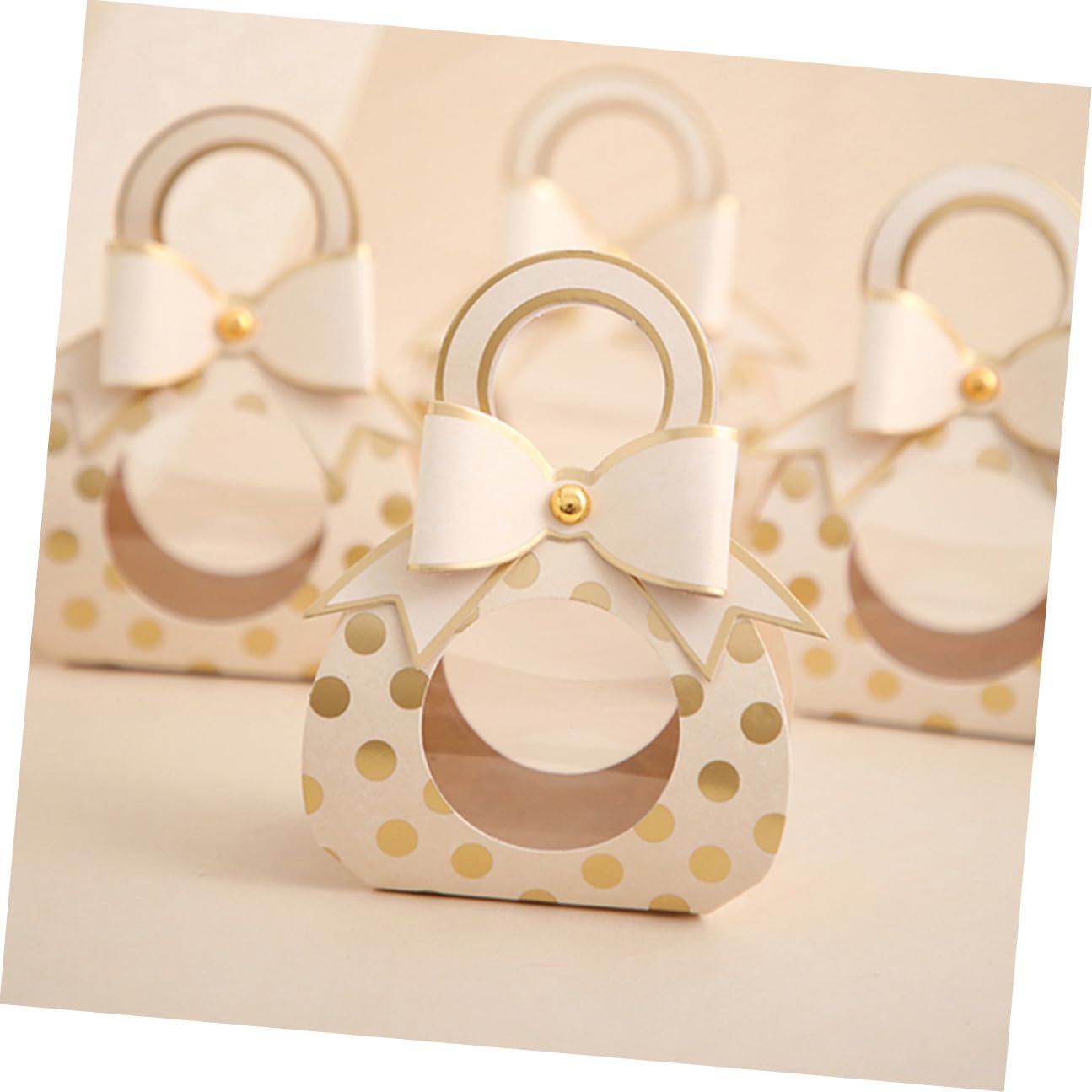 Alasum Leichte Geschenkverpackung mit Griff und Transparentem Fenster 50 Stück Kreative Hochzeitsbonbon Papierbox in Khaki für Partys und Hochzeiten