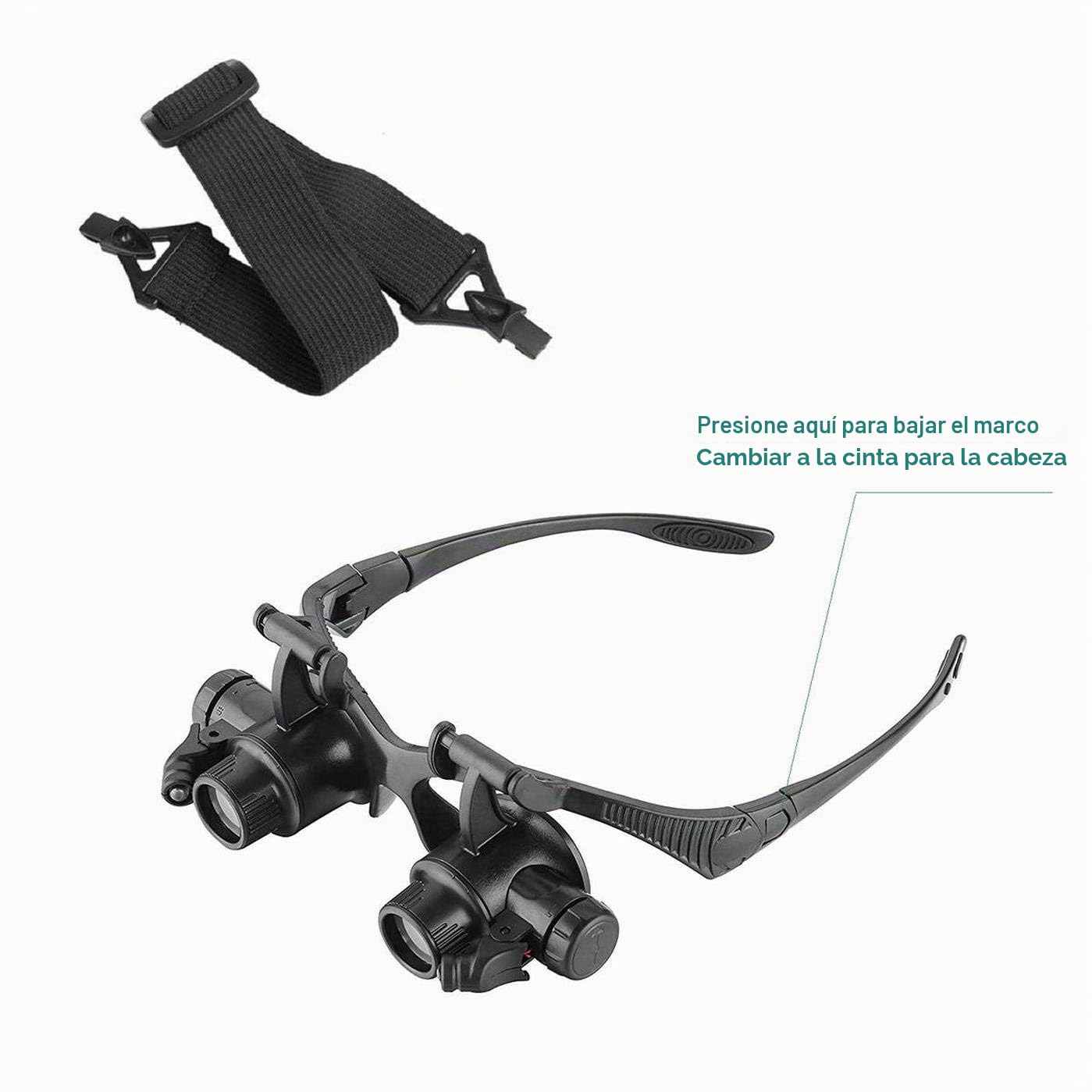 GuDoQi Lupa con Luz LED, Lupas de Gran Aumento, 8 Lentes Intercambiables, Luz 2 LED, Lupa Lectura para Reparaciones, Modelismo, Coser,Soldadura, Joyería y Relojería (2.5X 4X 6X 8X 10X 15X 20X 25X)