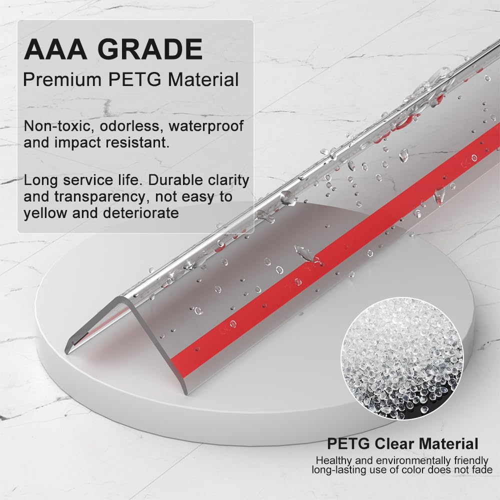 RUANSTEC Clear Wall Corner Protector - 3pcs Clear Corner Guard, Self-Adhesive Wall Edge Protector Corner Trim for Baby, Furniture, Door, Tables, Cover Sharp Furniture (1.18 in. x 39.3 in.)