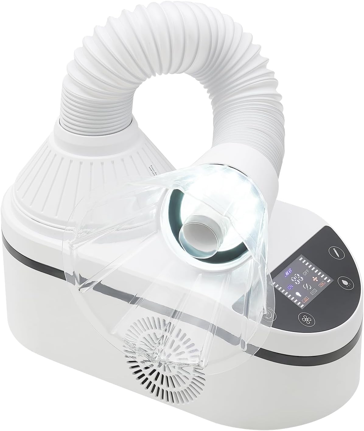 230W Tabletop Nail Dust Collecting Adjustable Speed Grinding Machine, Nail Art Dust Extractor, 4500rpm 360° Rotating Hose, LED for Salon, Home