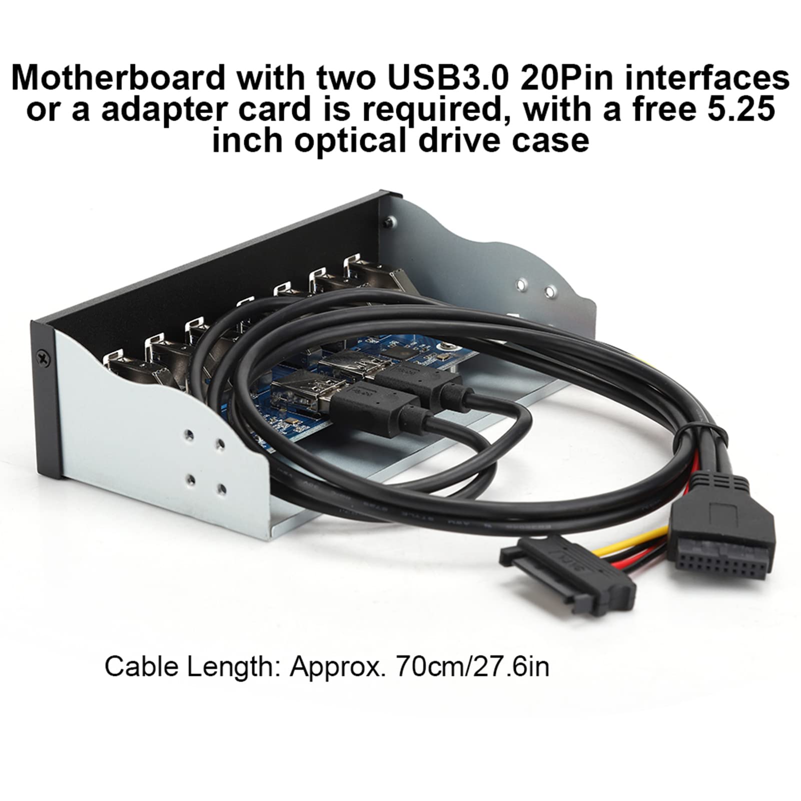 Hub USB 3.0 Alimentato, Hub USB 3.0 19PIN a 8 Porte, Adattatore per Pannello Frontale del Computer PC di Espansione 'unità Ottica Compatibile con l'Espansione del Case