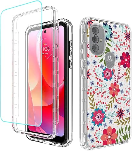 Miniatura 8 de Funda para Moto G Power 2022 con protector de pantalla de vidrio templado, cuerpo completo, a prueba de golpes, transparente, suave, funda