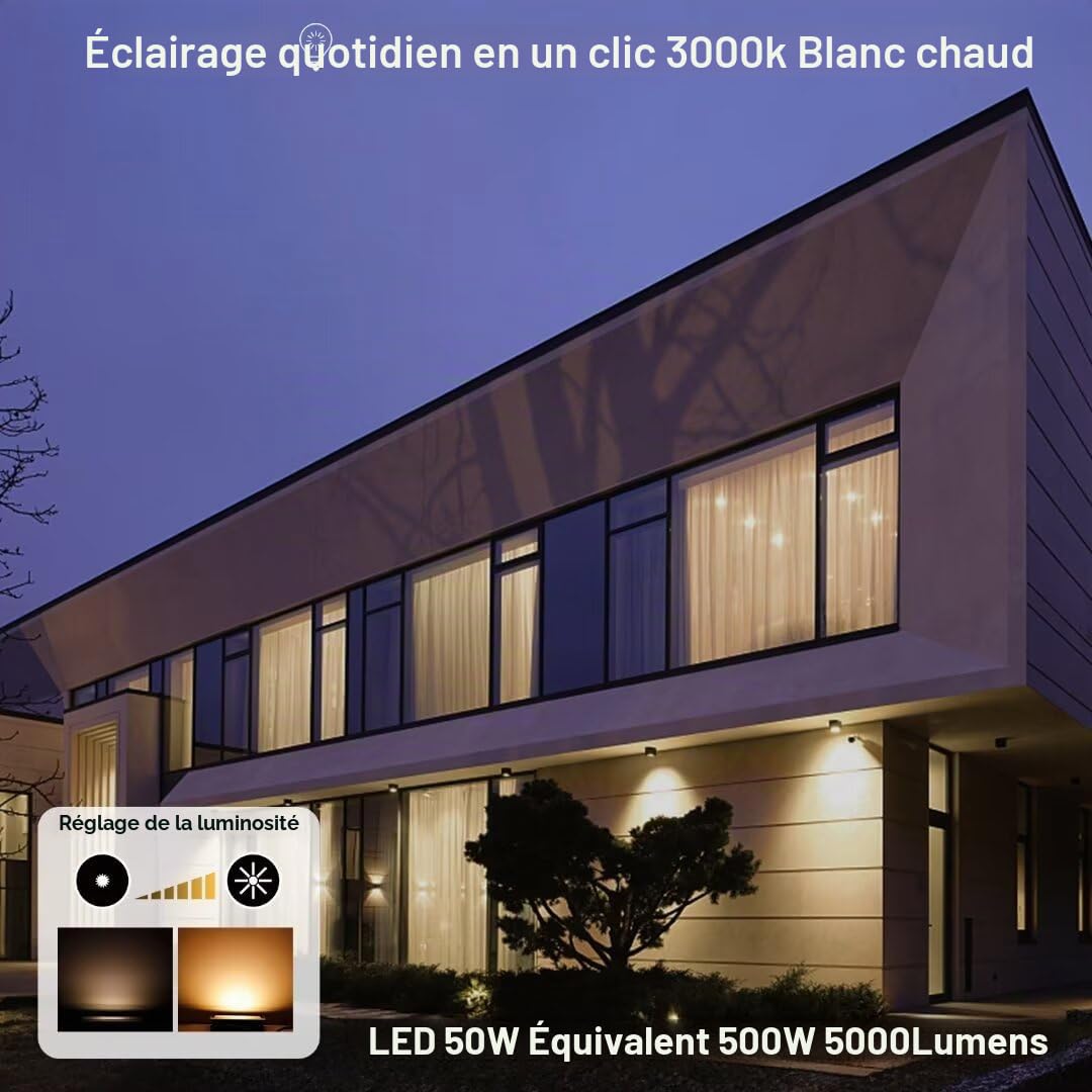 50W RGB Projecteur LED Extérieurs Avec Télécommande, changement de couleur, 120 Couleurs, RGBW Lumière de Projecteur, Pour Jadin, Patio, IP66 étanche, 2 Pack