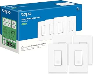 TP-Link Tapo S500 Smart WiFi Light Switch 4-Pack | Single Pole, Neutral Wire, Alexa/Google Home, No Hub, UL Certified