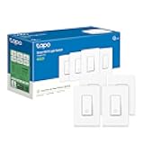 TP-Link Tapo Smart Light Switch, Single Pole, Neutral Wire Required, 2.4GHz Wi-Fi Light Switch Compatible with Alexa and Google Home, UL Certified, No Hub Required, White, Tapo S500(4-Pack)