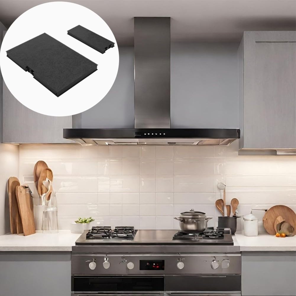 Confezione da 2 filtri a carbone attivo 250 x 90 mm per cappe da cucina