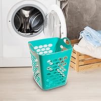 Vista 3 de SEDLAV Cesta, Cesta de lavandería de plástico, Turquesa, 20.0 in, Cestas para ropa sucia, almacenamiento para ropa
