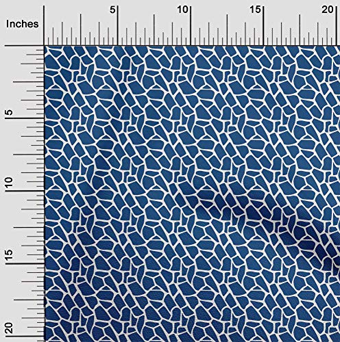 oneOone Georgette Viscose Blue Fabric Giraffe Animal Skin Sewing Fabric By The Yard Printed DIY Clothing Sewing Supplies 42 Inch Wide
