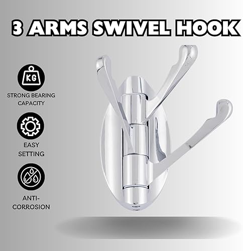 Miniatura 2 de Angle Simple Gancho giratorio para toallas, gancho flexible de metal, soporte para toallas de baño, colgador de ropa resistente para baño, RV