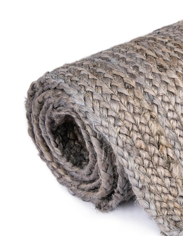 Tapis ovale en jute gris de 0,9 x 1,5 m, tapis de sol en fibre rustique tissée à la main, durable et respectueux des animaux de compagnie pour salon, salle à manger et chambre à coucher