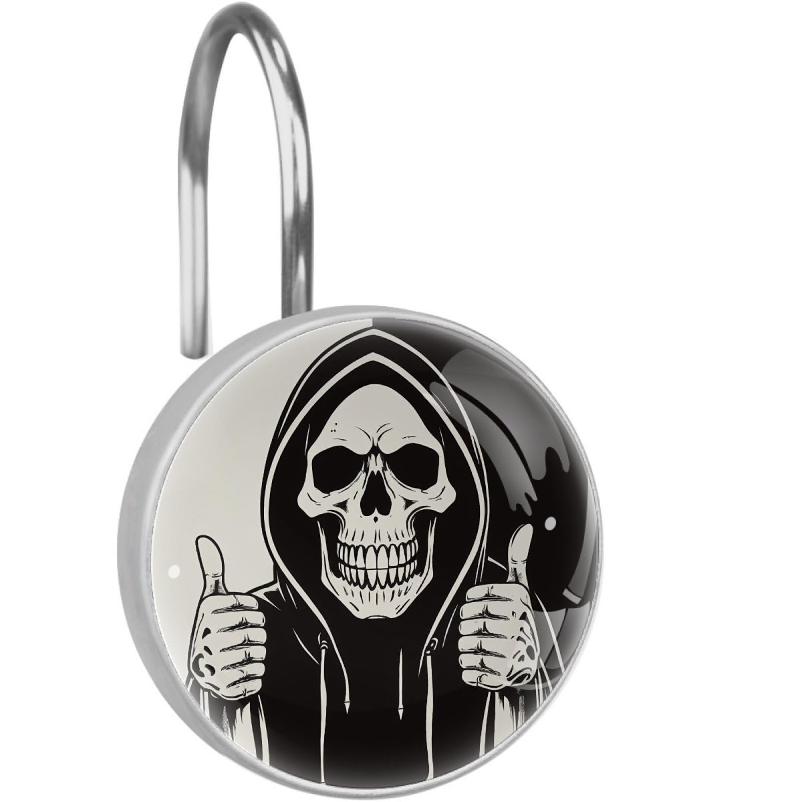 VAPOKF Decorative Shower Curtain Hooks, Funny Skull Rustproof Stainless Steel Shower Curtain Rings for Bathroom, Shower Curtain Hangers for Shower Rod, 12 Pack