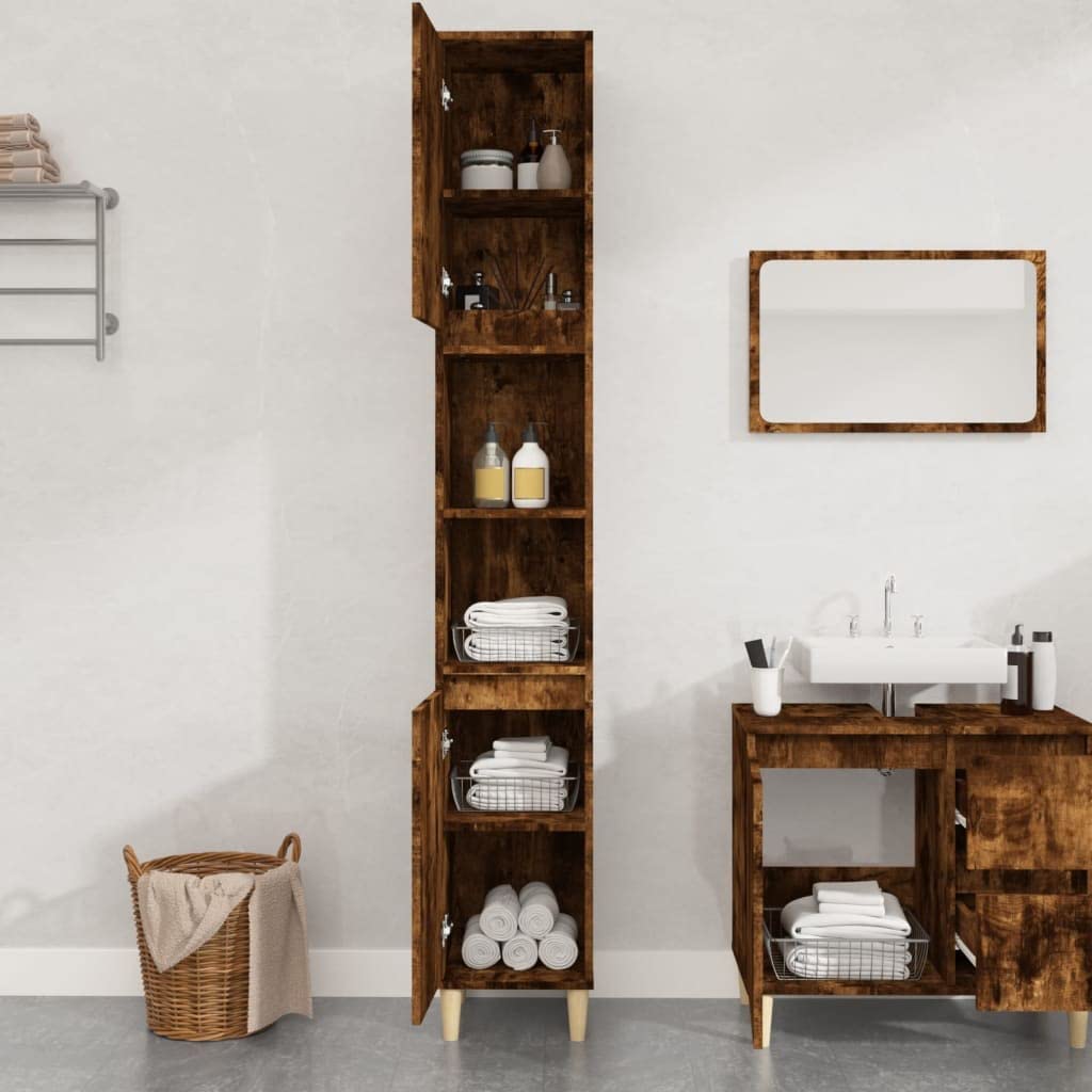 Mobile Colonna Bagno Rovere Fumo 30x30x190 cm