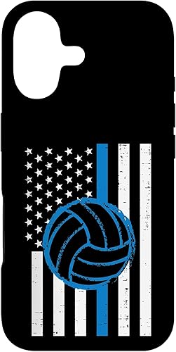 US Flag Blue Line Volleyball Vintage Patriotic Police Cop Case for iPhone 17