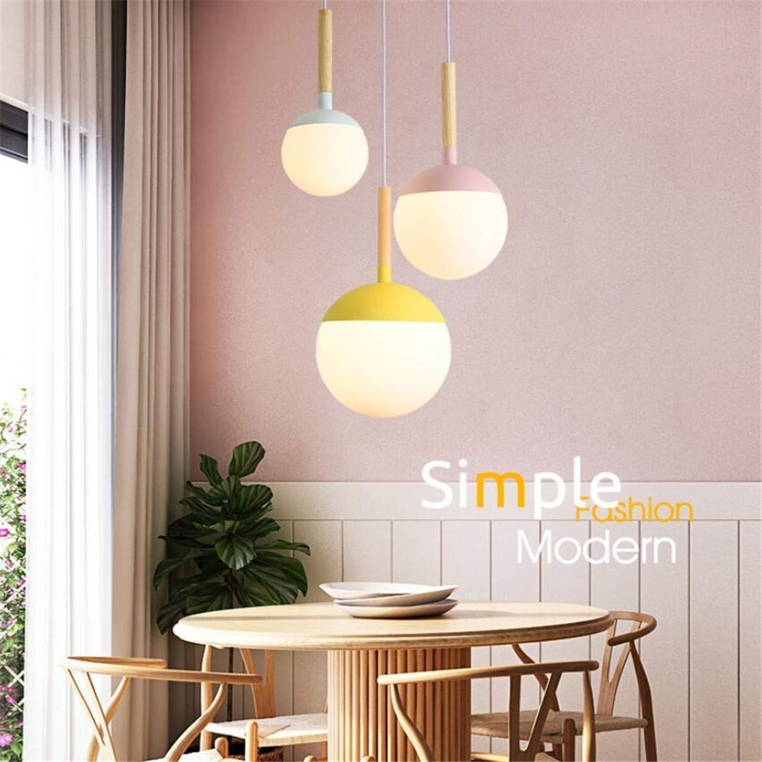 Ceiling Light Nordic Single-Head Restaurant Chandelier White Magic Bean Ball Glass Living Room Lighting Modern Minimalist Wood Chandelier