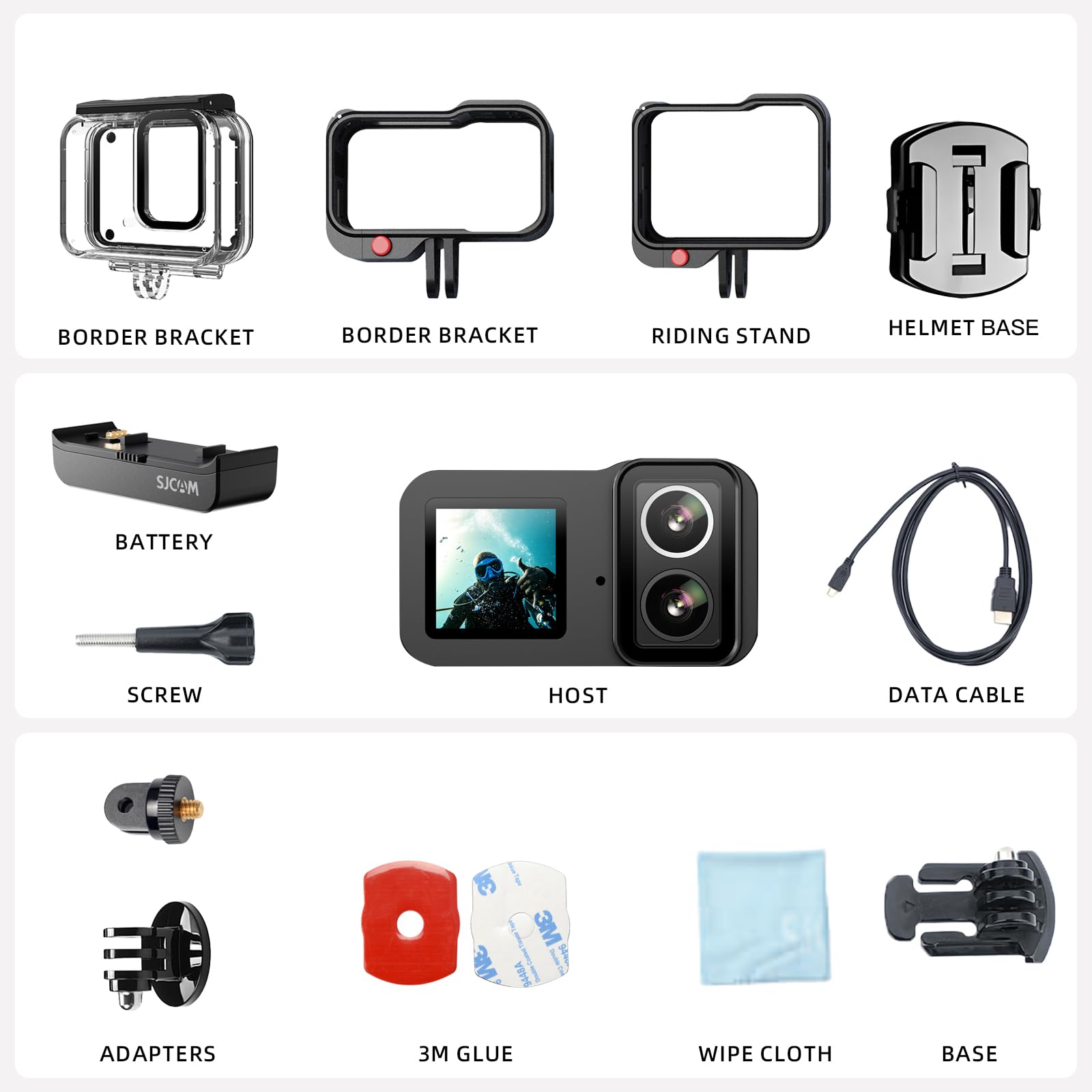 SJCAM SJ20 Caméra d'action 4K30FPS F/1.3 Dual Lens Touch Screen 40M Waterproof 150Min Battery Life WiFi Gyroscope
