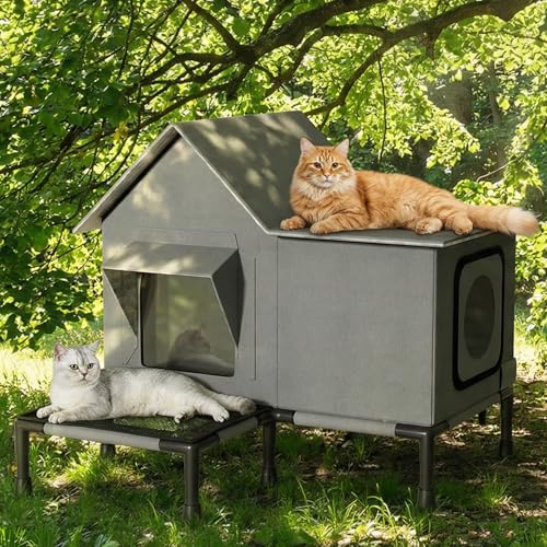 INRLKIT Weatherproof Cat House with Escape Doors