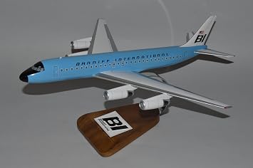 Douglas DC-8 Braniff Airlines Desktop Display Airplane Model Scale 1/100 | handcrafted mahogany wood, painted, airplane model, desktop display, aviation gift