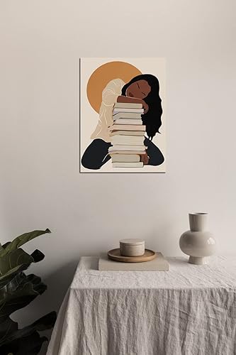 Miniatura 8 de Arte de pared bohemio afroamericano, arte de mujeres negras enmarcado, arte de amante de los libros, impresión en lienzo de niña negra, arte de