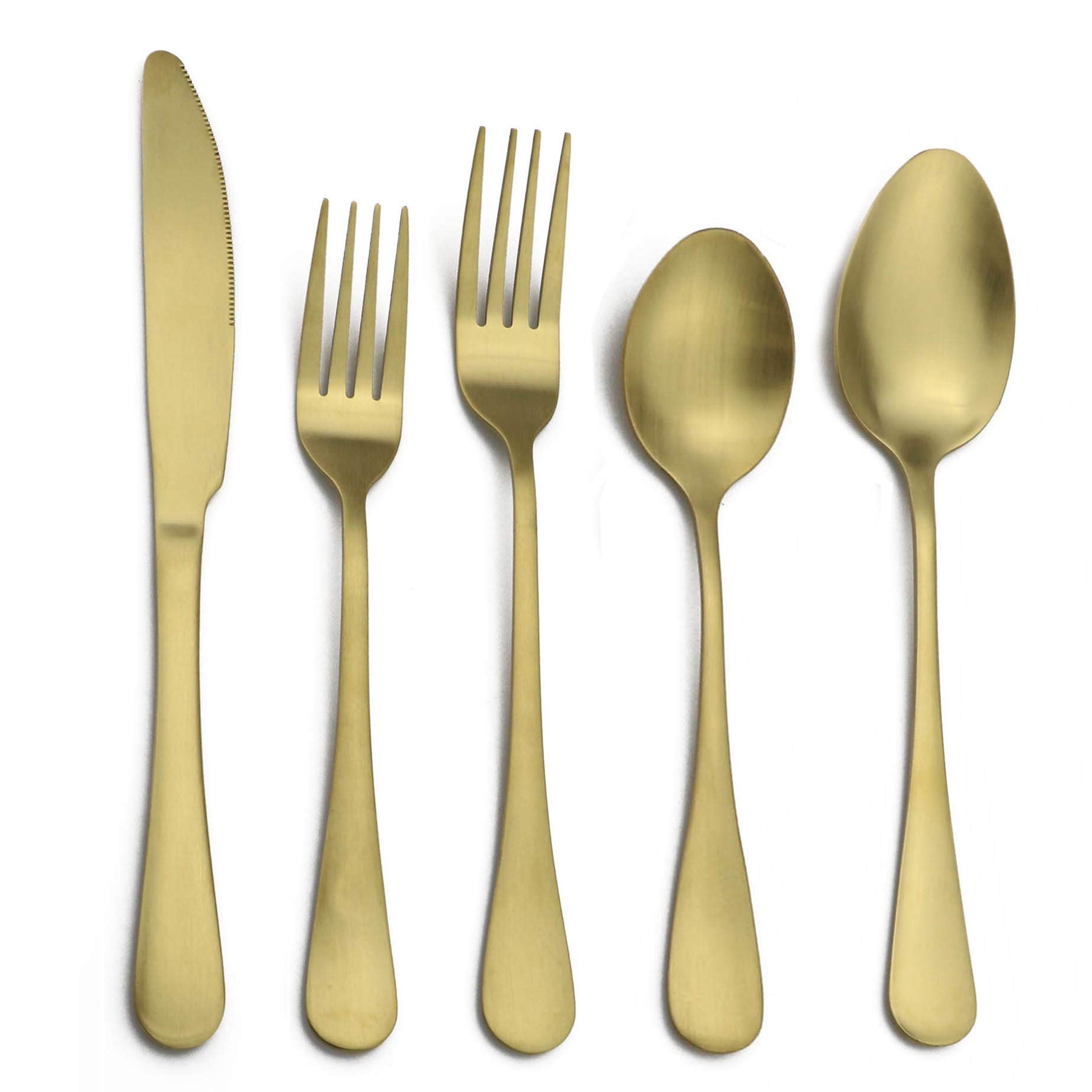 Besteck-Set, Edelstahl, matt, 20-teilig gold