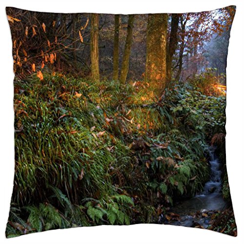brook along a road with lights in long exposure - Throw Pillow Cover Case (18