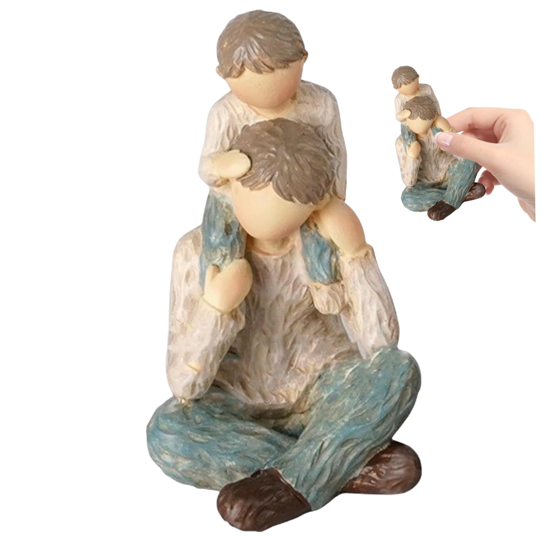 Azidweryq 1Pc Father And Son Figurine 4.5X2.6x3inch Realistic Resin Father Figure With Son Sitting On Shoulder, Ideal Home Decor For Living Room, Bedroom And Statue