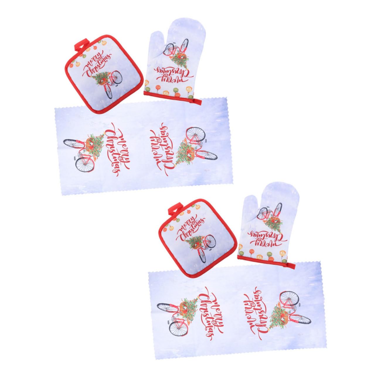 Gatuida 4juegos Guantes De Cocina y Toallas De Navidad Resistentes Al Decoración Navideña para Cocina Set De Accesorios De Horno y Alfombrillas